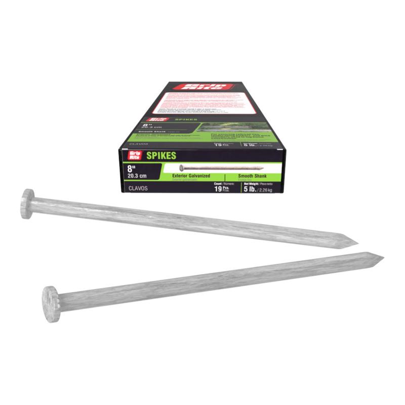 Grip-Rite 8 in. Spike Hot-Dipped Galvanized Steel Nail Flat Head 5 lb (Pack of 10)