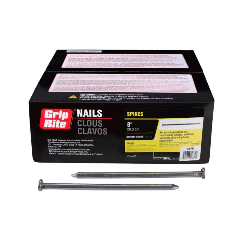 Grip-Rite 8 in. Spike Bright Steel Nail Flat Head 50 lb