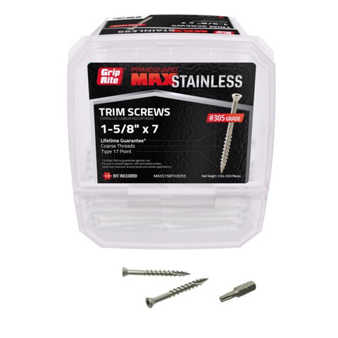 Grip-Rite PrimeGuard Max No. 7 wire X 1-5/8 in. L Gray Star Trim Head Deck Screws 5 lb 975 pk (Pack of 4)