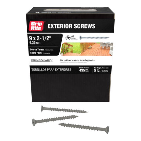 Grip-Rite No. 8 wire X 2-1/2 in. L Phillips Bugle Head Coarse Exterior Screws (Pack of 6)