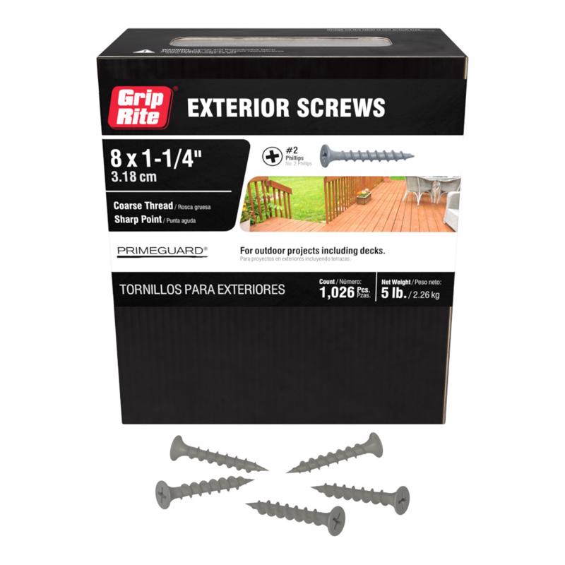 Grip-Rite No. 6 wire X 1-1/4 in. L Phillips Bugle Head Coarse Exterior Screws (Pack of 6)
