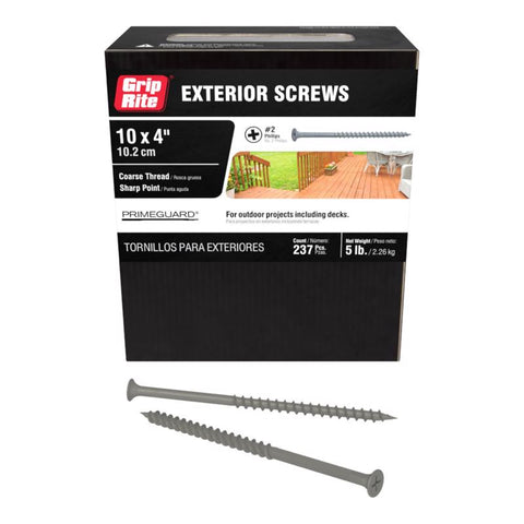 Grip-Rite No. 10 wire X 4 in. L Phillips Bugle Head Coarse Exterior Screws (Pack of 6)