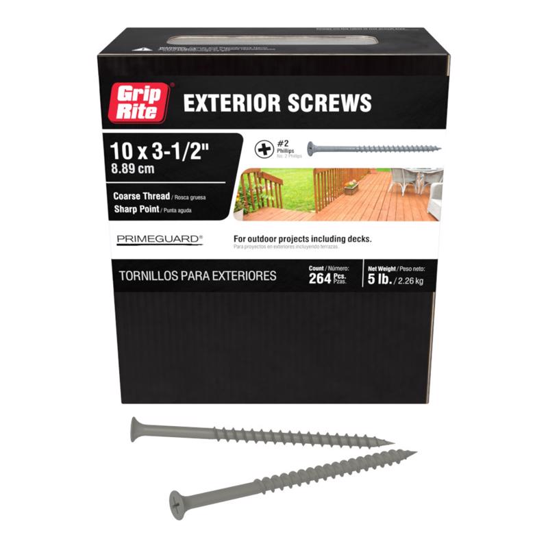 Grip-Rite No. 10 wire X 3-1/2 in. L Phillips Bugle Head Coarse Exterior Screws (Pack of 6)