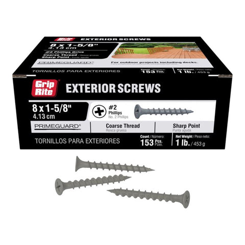 Grip-Rite No. 6 wire X 1-5/8 in. L Phillips Bugle Head Coarse Exterior Screws