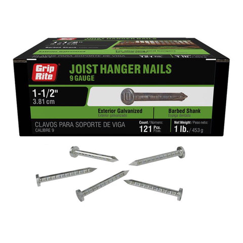 Grip-Rite 12D 1-1/2 in. Joist Hanger Hot-Dipped Galvanized Steel Nail Flat Head 1 lb (Pack of 12)