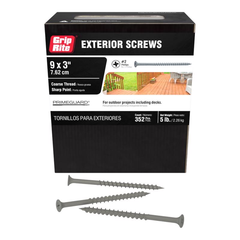 Grip-Rite PrimeGuard Ten No. 8 in. X 3 in. L Phillips Bugle Head Coarse Exterior Screws (Pack of 6)