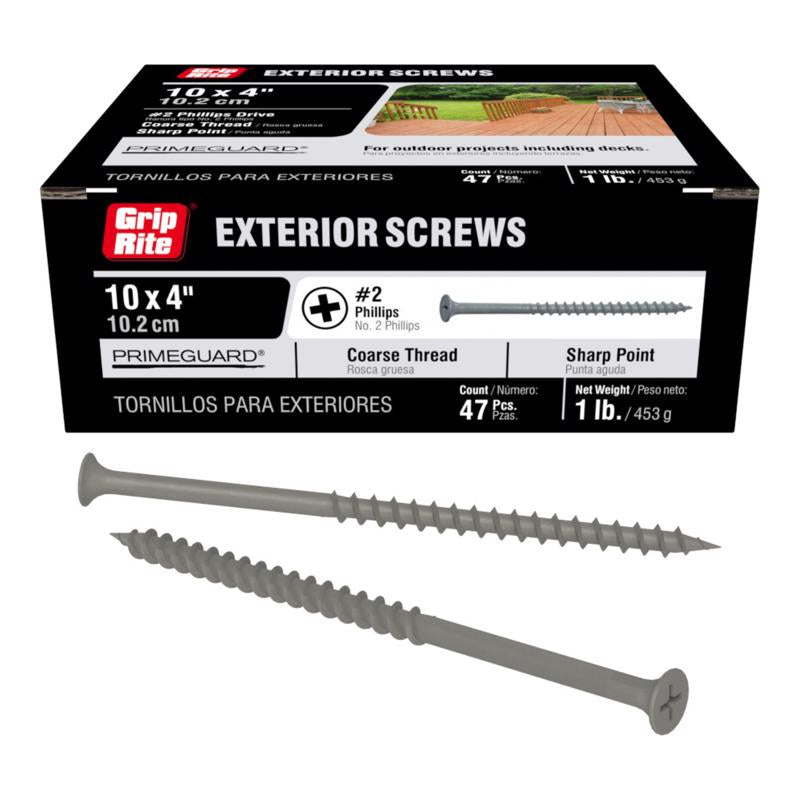 Grip-Rite PrimeGuard Ten No. 10 in. X 4 in. L Phillips Bugle Head Coarse Exterior Screws