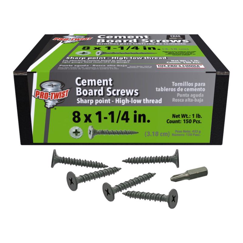 Grip-Rite No. 8 wire X 1-1/4 in. L Phillips Wafer Head Coarse Cement Board Screws