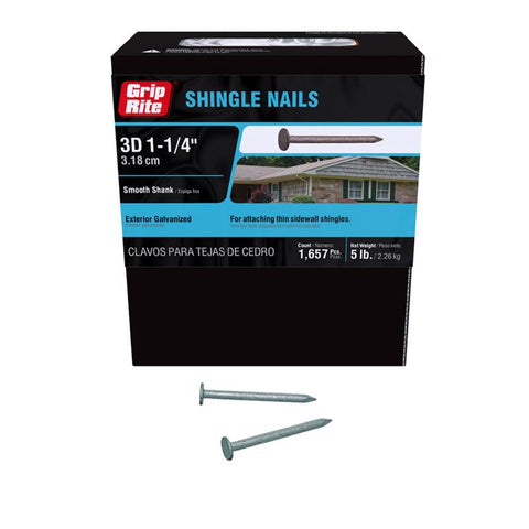 Grip-Rite 3D 1-1/4 in. Roofing Hot-Dipped Galvanized Steel Nail Flat Head 5 lb (Pack of 6)