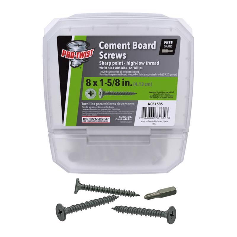 Grip-Rite No. 8 wire X 1-5/8 in. L Phillips Wafer Head Coarse Cement Board Screws