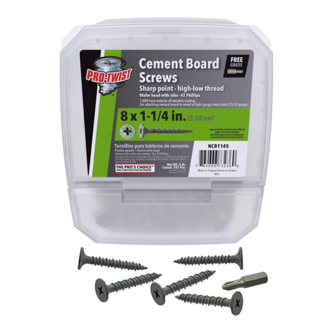 Grip-Rite No. 8 wire X 1-1/4 in. L Phillips Wafer Head Coarse Cement Board Screws