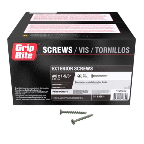 Grip-Rite No. 6 wire X 1-5/8 in. L Phillips Flat Head Coarse Exterior Screws