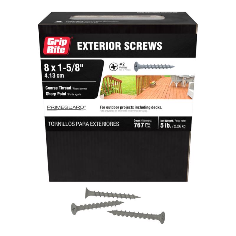 Grip-Rite No. 6 wire X 1-5/8 in. L Phillips Flat Head Coarse Exterior Screws (Pack of 6)