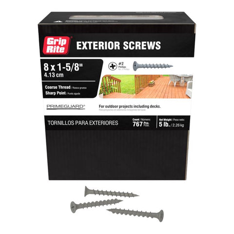 Grip-Rite No. 6 wire X 1-5/8 in. L Phillips Flat Head Coarse Exterior Screws (Pack of 6)