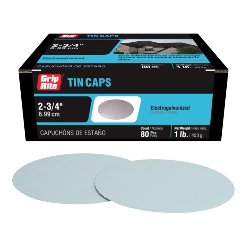 Grip-Rite 2-3/4 in. Box Steel Tin Cap Disks Full Round Head 1 lb (Pack of 12)