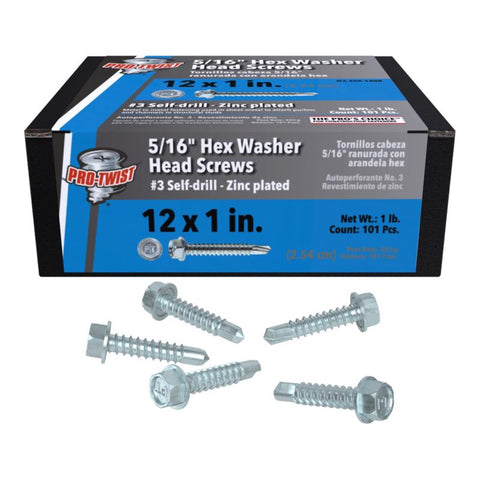 Grip-Rite Pro-Twist No. 12 Sizes X 1 in. L Hex Hex Washer Head Sheet Metal Screws 1 lb