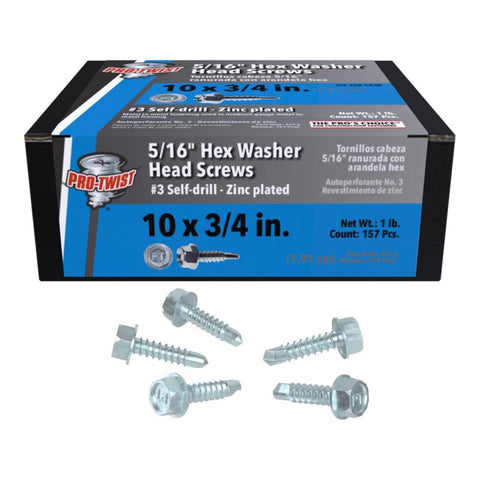 Grip-Rite Pro-Twist No. 10 Sizes X 3/4 in. L Hex Hex Head Sheet Metal Screws 1 lb