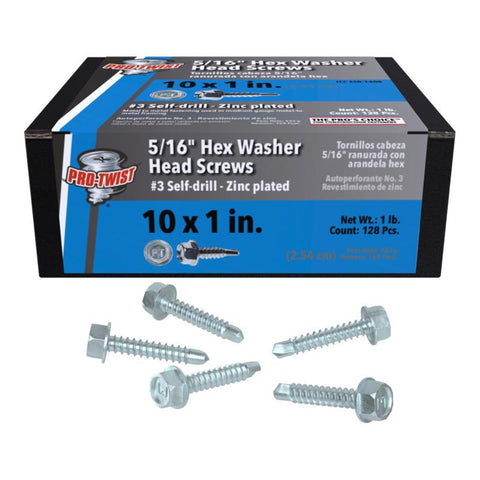 Grip-Rite Pro-Twist No. 10 Sizes X 1 in. L Hex Hex Head Sheet Metal Screws