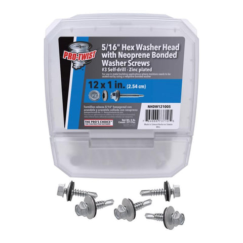 Grip-Rite Pro-Twist No. 12 Sizes X 1 in. L Hex Hex Head Screws w/Washers 5 lb 79 pk