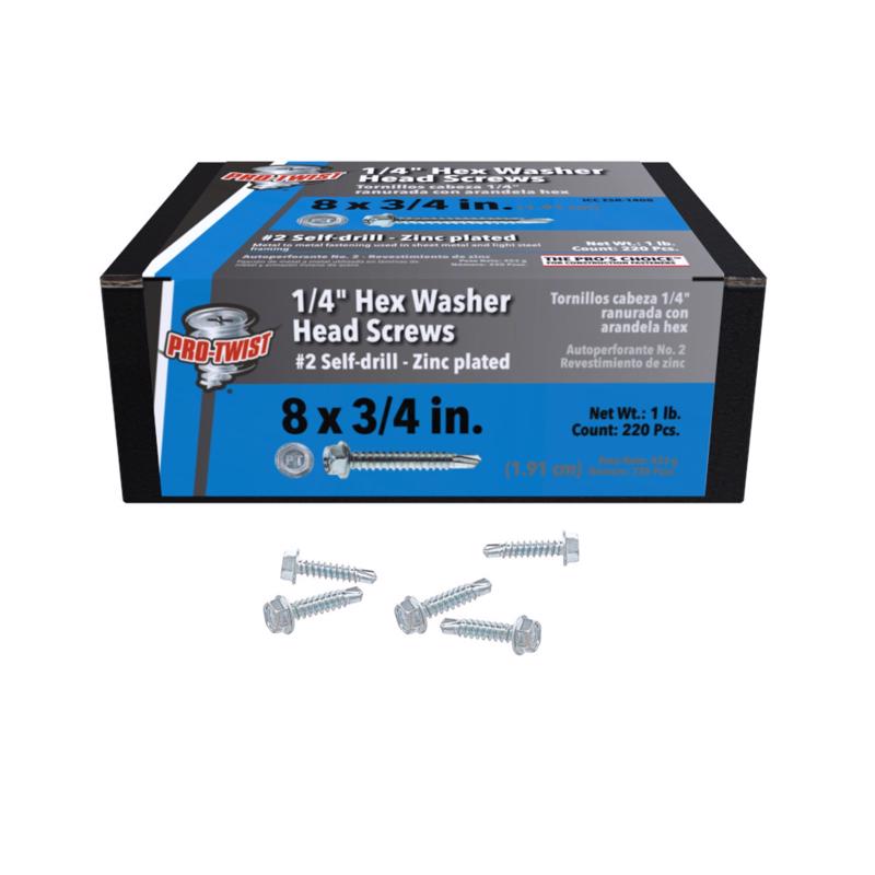 Grip-Rite Pro-Twist No. 8 Sizes X 3/4 in. L Hex Hex Washer Head Sheet Metal Screws