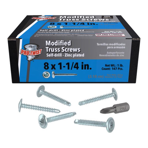 Tornillos para listones gruesos Grip-Rite Pro-Twist, cabeza de cruz Phillips, de rosca n.º 8 x 1-1/4 pulg. de largo