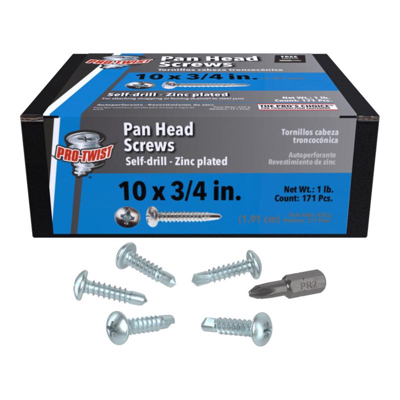 Grip-Rite Pro-Twist No. 10 Sizes X 3/4 in. L Phillips Pan Head Sheet Metal Screws 1 lb