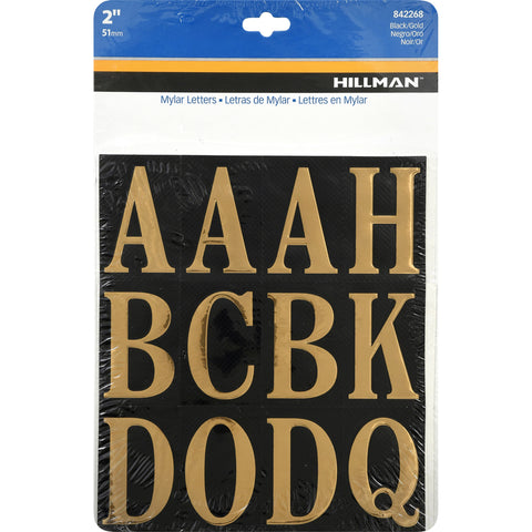 HILLMAN 2 in. Reflective Gold Vinyl Self-Adhesive Letter Set A-Z 52 pc (Pack of 6)
