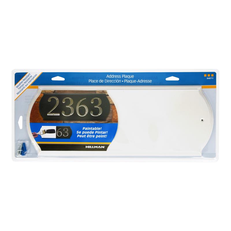 HILLMAN White Plastic Paintable Address Plate (Pack of 3)