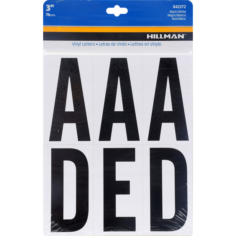 HILLMAN 3 in. Black Vinyl Self-Adhesive Letter Set A-Z 52 pc (Pack of 6)