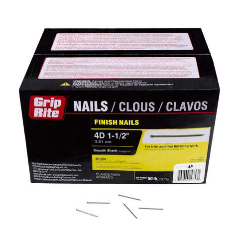 Grip-Rite 4D 1-1/2 in. Finishing Bright Steel Nail Cupped Head 50 lb