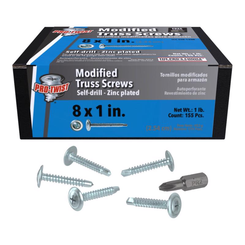 Grip-Rite Pro-Twist No. 8 wire X 1 in. L Phillips Truss Head Fine Construction Screws (Pack of 12)