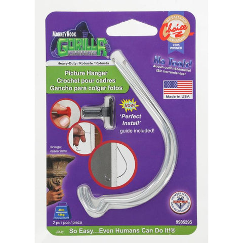 HILLMAN Gorilla Grade Galvanized Silver Picture Hanger 40 lb 2 pk (Pack of 12)