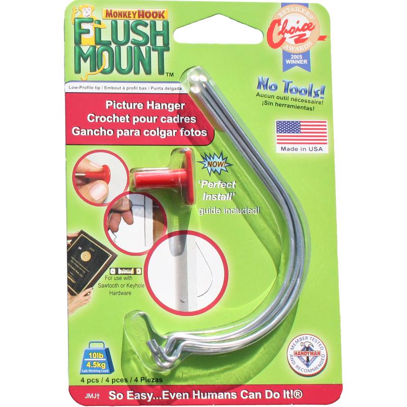 HILLMAN Flush-Mount Galvanized Silver Picture Hanger 10 lb 4 pk (Pack of 12)