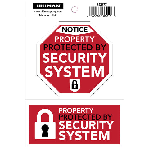 HILLMAN English White Security Decal 4 in. H X 6 in. W (Pack of 6)
