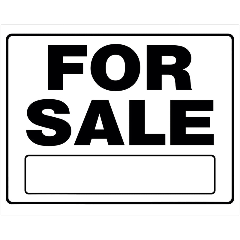 HILLMAN English White For Sale Sign 20 in. H X 24 in. W (Pack of 6)