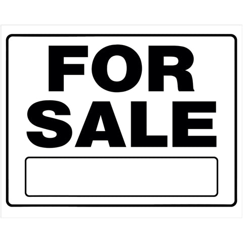 HILLMAN English White For Sale Sign 20 in. H X 24 in. W (Pack of 6)