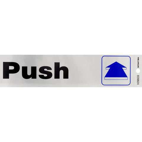 HILLMAN English Silver Push/Pull Decal 2 in. H X 8 in. W (Pack of 6)