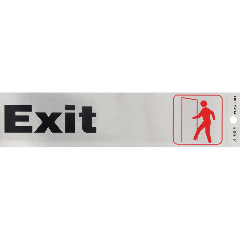 HILLMAN English Silver Exit Decal 2 in. H X 8 in. W (Pack of 6)