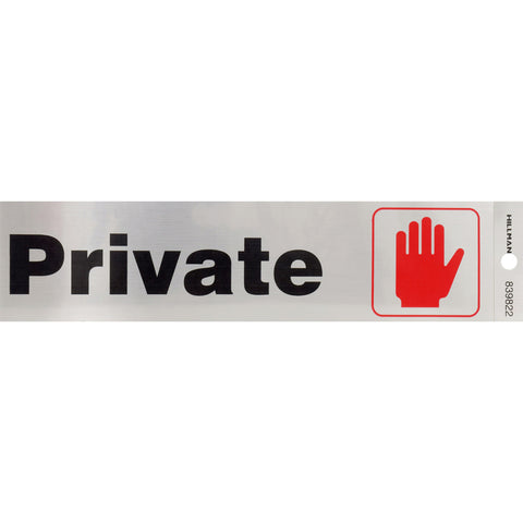HILLMAN English Silver Private Decal 2 in. H X 8 in. W (Pack of 6)