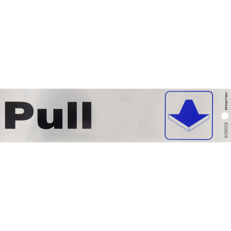 HILLMAN English Silver Push/Pull Decal 2 in. H X 8 in. W (Pack of 6)