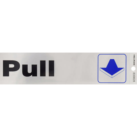 HILLMAN English Silver Push/Pull Decal 2 in. H X 8 in. W (Pack of 6)