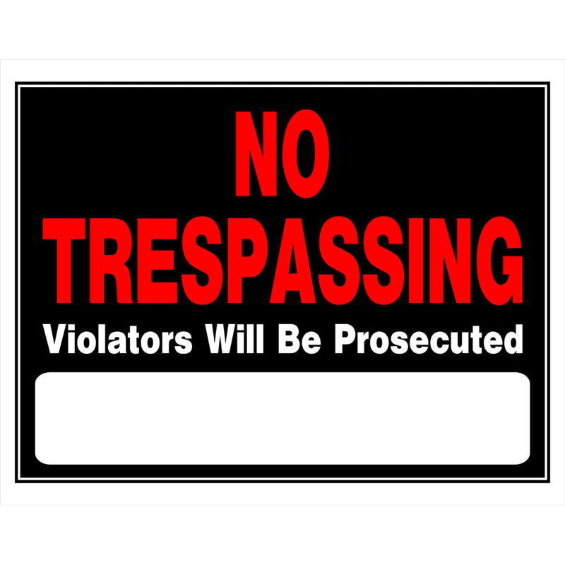 HILLMAN English Black No Trespassing Sign 15 in. H X 19 in. W (Pack of 6)