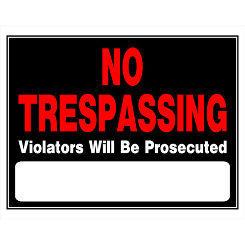 HILLMAN English Black No Trespassing Sign 15 in. H X 19 in. W (Pack of 6)