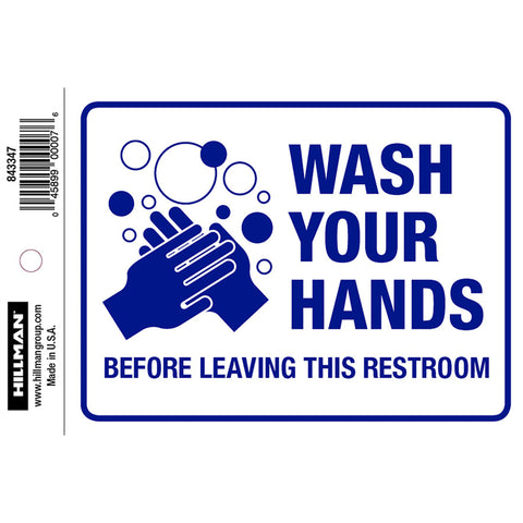 HILLMAN English White Restroom Decal 4 in. H X 6 in. W (Pack of 6)