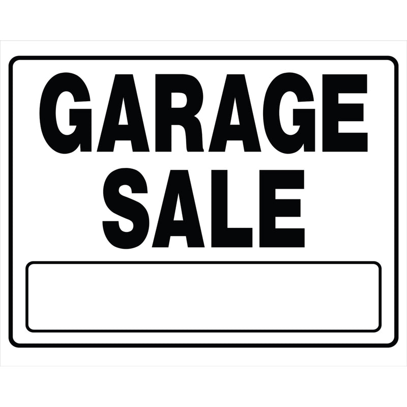 HILLMAN English White Garage Sale Sign 20 in. H X 24 in. W (Pack of 6)