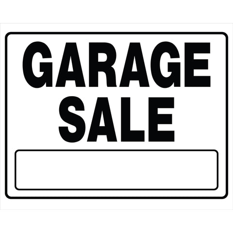 HILLMAN English White Garage Sale Sign 20 in. H X 24 in. W (Pack of 6)
