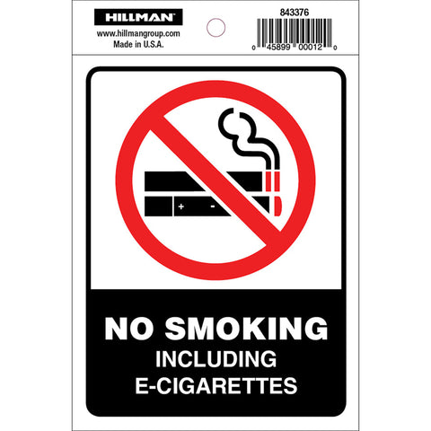 HILLMAN English White No Smoking Decal 4 in. H X 6 in. W (Pack of 6)