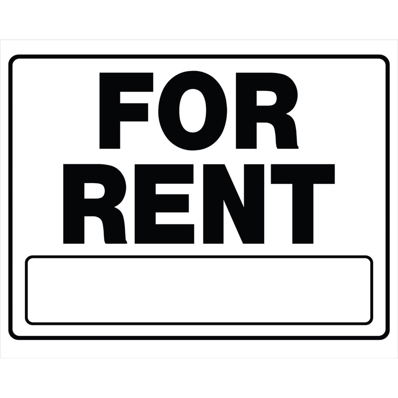 HILLMAN English White For Rent Sign 20 in. H X 24 in. W (Pack of 6)