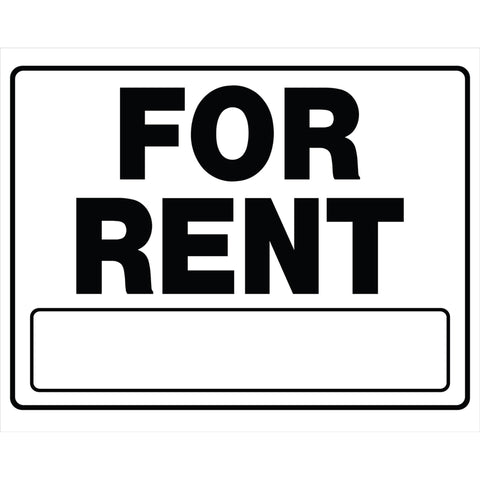 HILLMAN English White For Rent Sign 20 in. H X 24 in. W (Pack of 6)