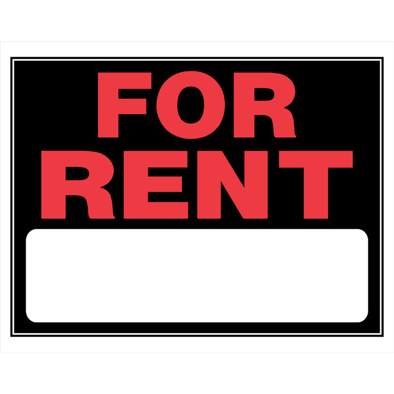 HILLMAN English Black For Rent Sign 15 in. H X 19 in. W (Pack of 6)